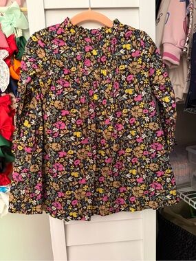 GAP Baby Black Floral Dress with Pink, Yellow & Blue Accents